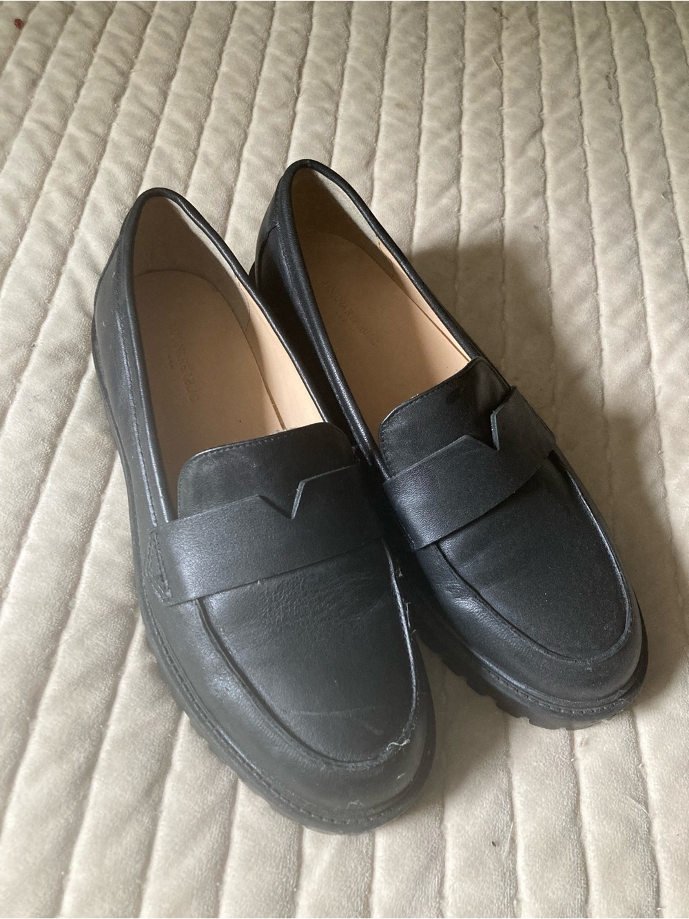 Women's Black Leather Penny Loafers